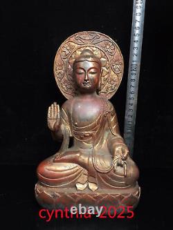 10Chinese Old antiques Buddhism Pure copper gilding Sakyamuni statue