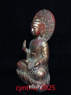 10Chinese Old antiques Buddhism Pure copper gilding Sakyamuni statue