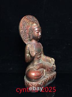 10Chinese Old antiques Buddhism Pure copper gilding Sakyamuni statue
