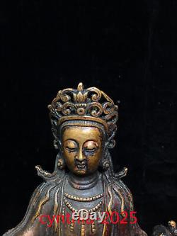 10Chinese Old antiques Handmade Pure copper Guanyin Bodhisattva Buddha statue