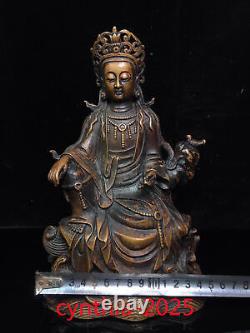 10Chinese Old antiques Handmade Pure copper Guanyin Bodhisattva Buddha statue