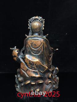 10Chinese Old antiques Handmade Pure copper Guanyin Bodhisattva Buddha statue