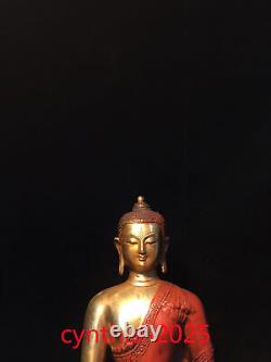 10Collecting Chinese antiques Pure copper gilding Statue of Sakyamuni Buddha