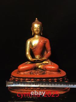 10Collecting Chinese antiques Pure copper gilding Statue of Sakyamuni Buddha