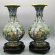 10h Mirror Pair Of Antique Chinese Cloisonne Pear Shaped Vases