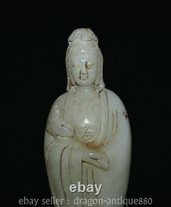 10.2 ancient Chinese white jade carving Guan Yin Boddhisattva statue sculpture