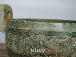 10.4Antiquity Old Chinese Bronze Ware Dynasty Handle 3 Legs Ding Incense Burner