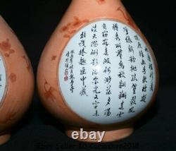 10.4Marked Chinese Famile Rose Porcelain Dynasty Palace Flower Bottle Vase Pair