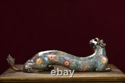 10.4 Collect Cloisonne Enamel BronzeAuspicious Animal Dragon Statue