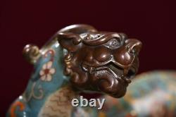 10.4 Collect Cloisonne Enamel BronzeAuspicious Animal Dragon Statue