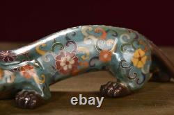 10.4 Collect Cloisonne Enamel BronzeAuspicious Animal Dragon Statue