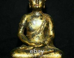 10.4 Old Chinese Bronze Gilt Shakyamuni Amitabha Buddha Statue Sculpture
