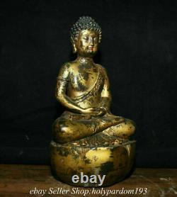10.4 Old Chinese Bronze Gilt Shakyamuni Amitabha Buddha Statue Sculpture