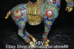 10.4 Old Chinese Cloisonne Copper Feng Shui Tang Horse Success Lucky Statue