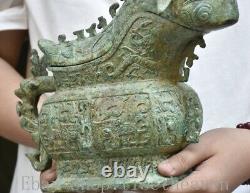 10.4 Rare Old Chinese Bronze Ware Dynasty Palace Sheep Beast Face Wine Vessel