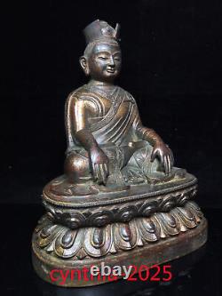 10.6Chinese Old antiques Tibet Buddhism Pure copper Statue of Guru Buddha
