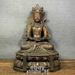 10.6 Old Chinese dynasty Temple Tibetan Buddhism bronze gilt Tara Buddha statue