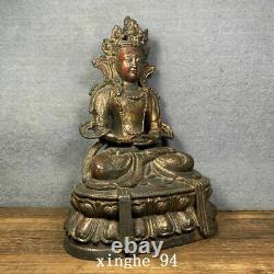 10.6 Old Chinese dynasty Temple Tibetan Buddhism bronze gilt Tara Buddha statue