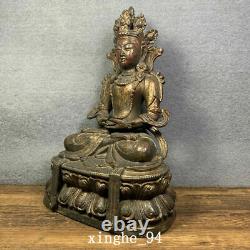 10.6 Old Chinese dynasty Temple Tibetan Buddhism bronze gilt Tara Buddha statue