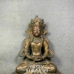 10.6 Old Chinese dynasty Temple Tibetan Buddhism bronze gilt Tara Buddha statue