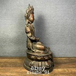 10.6 Old Chinese dynasty Temple Tibetan Buddhism bronze gilt Tara Buddha statue