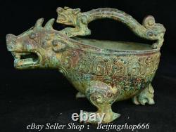 10.8 Ancient Chinese Bronze Ware Dynasty Dragon Drinking vessel Portable Kettle