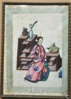 10 Antique Chinese China Qing Dynasty Watercolor Painting Pith Rice Sunqua 1850