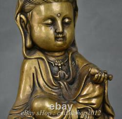 10 Chinese Copper Feng Shui Seat Kwan-yin Guan Yin Boddhisattva Sculpture