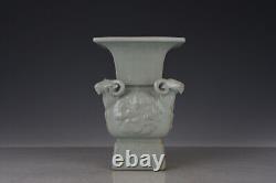 10 Chinese old Song dynasty Porcelain Ru kiln cyan glaze Four sheep square vase