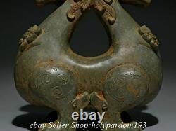 10 Collect Ancient Chinese Bronze Ware Shang Dynasty Double Dragon Statue