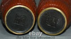 10 Marked Chinese Palace Red lacquerware Carved Flower Bird Jar Pot Bottle Vase