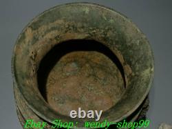 10 Old China ShangZhou Dynasty Bronze Ware Beast Face Sheep Head Pot Jar Crock
