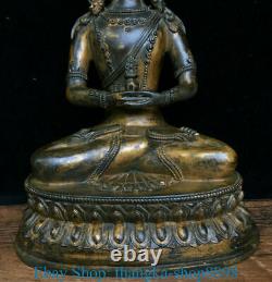 10 Old Chinese Bronze Gilt Buddhism Amitayus longevity Goddess Sculpture