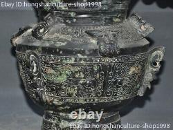 10 Old Chinese Bronze Ware Beast head pattern Zun Cup Bottle Pot Vase Statue