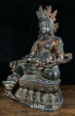 10 Old Tibet Red Copper Gilt Buddhism Yellow Jambhala Wealth God Buddha Statue