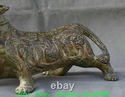 11Old China Spring Autumn Period Bronze Fengshui Dragon Beast Deer Statue
