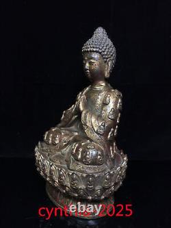 11Old Chinese antiques Pure copper gilding Handmade Shakya Muni Buddha statue