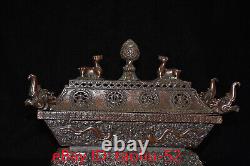 11Old Chinese antiques exquisite Handmade Red copper four faucet censer