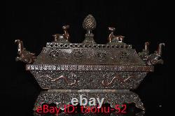 11Old Chinese antiques exquisite Handmade Red copper four faucet censer