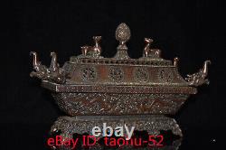 11Old Chinese antiques exquisite Handmade Red copper four faucet censer