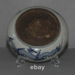 11.0 Inch Chinese Ming Blue and White Porcelain Dragon Pattern Plate