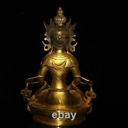 11.2 Exquisite Chinese old antique bronze gilt Vajra Buddha Statue