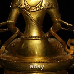 11.2 Exquisite Chinese old antique bronze gilt Vajra Buddha Statue