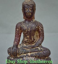 11.2 Old Chinese Amber Carving Shakyamuni Sakyamuni Amitabha Buddha Statue