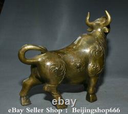 11.2 Old Chinese Copper Fengshui 12 Zodiac Year Bull Oxen Statue Sculpture