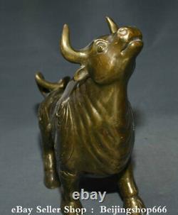 11.2 Old Chinese Copper Fengshui 12 Zodiac Year Bull Oxen Statue Sculpture