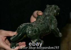 11.2 Old Chinese Green Jade Carved Fengshui 12 Zodiac Year Tiger Statue