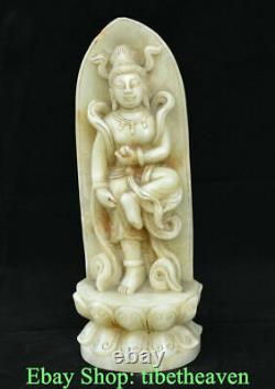11.2 Old Chinese Han White Jade Carving Dynasty Kwan-yin Bodhisattva Sculpture