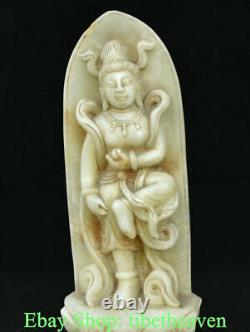 11.2 Old Chinese Han White Jade Carving Dynasty Kwan-yin Bodhisattva Sculpture