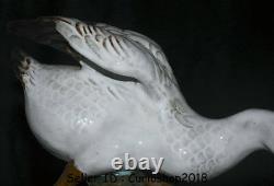 11.2 Old Chinese Wucai Porcelain Pottery Animal goose goosey Statue Sculpture